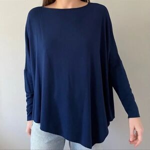 Helmut Lang Long Sleeve Top Asymmetrical Sweatshirt navy blue women’s size S